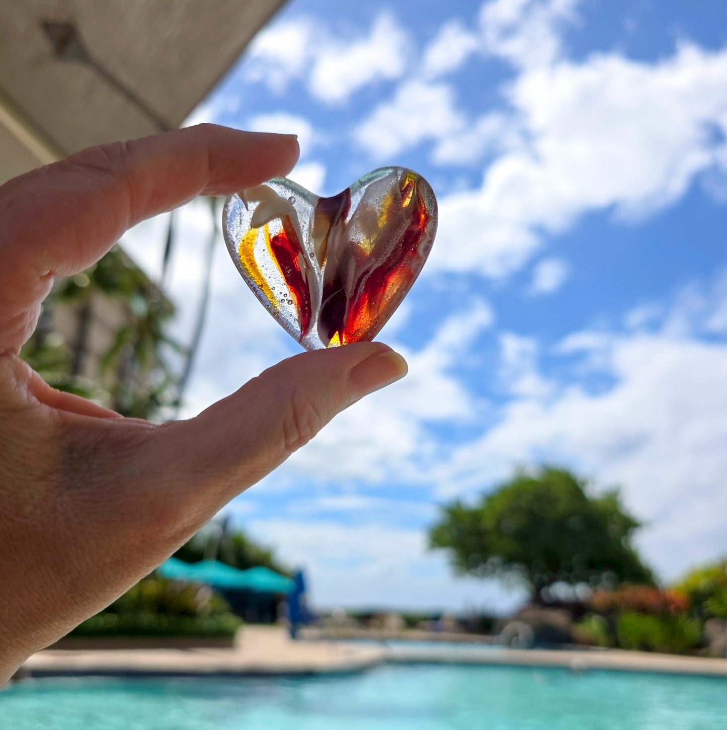 Embers Fused Glass Heart