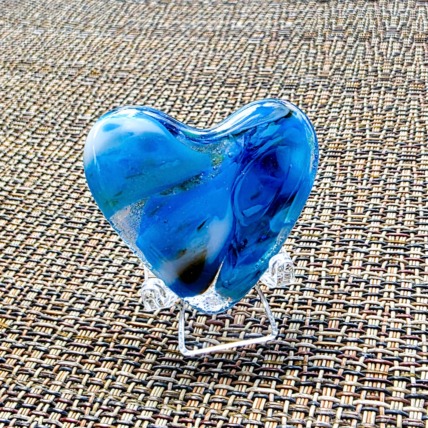 Ocean Blue Fused Glass Heart