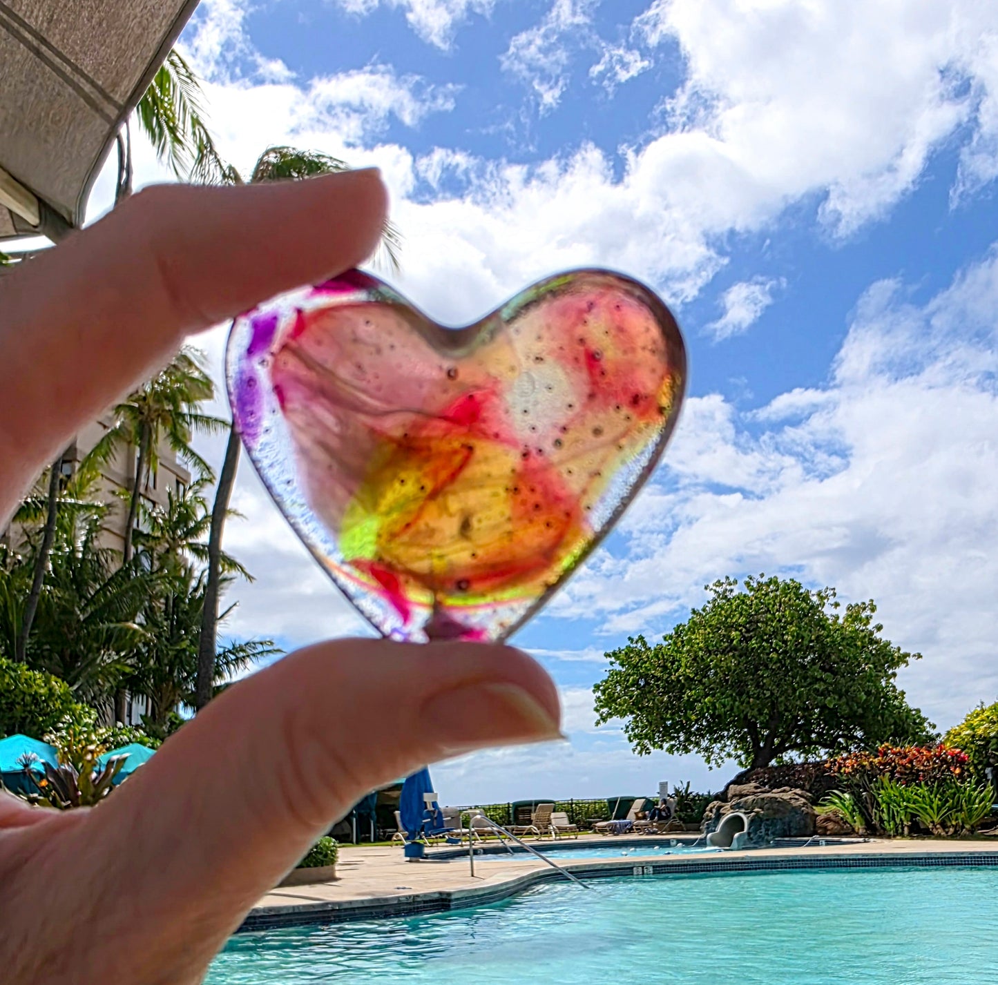 Spring Bloom Fused Glass Heart