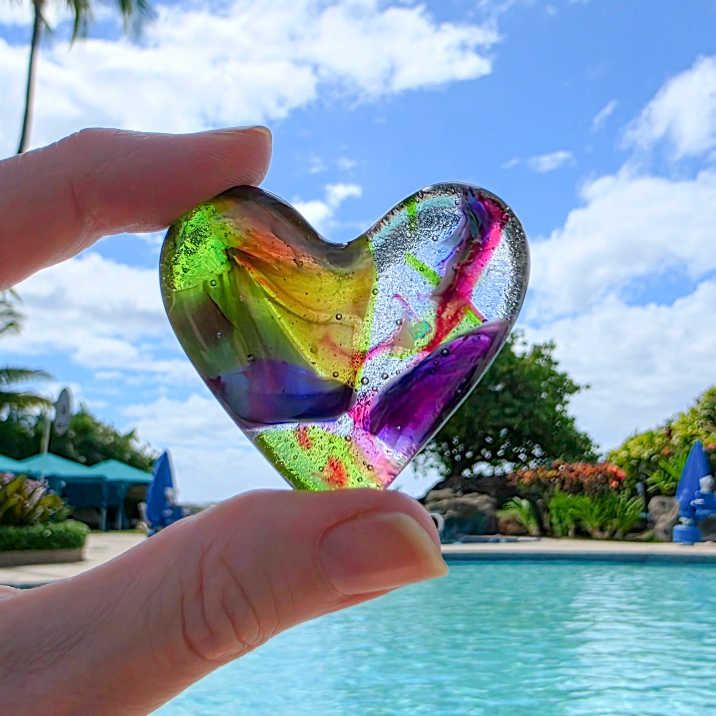Spring Bloom Fused Glass Heart